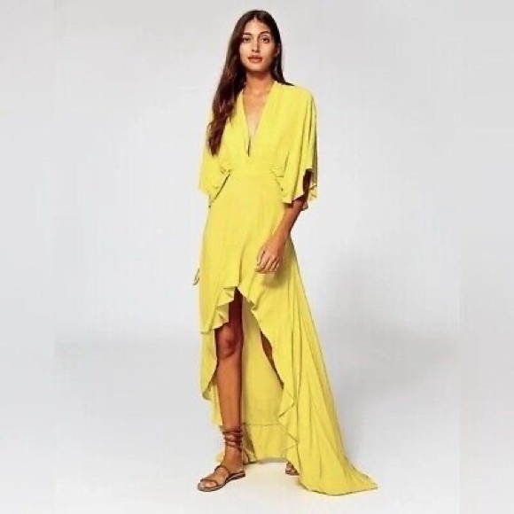 YFB tie and dye, high low dress, pure rayon deep v neck - Picture 3 of 3